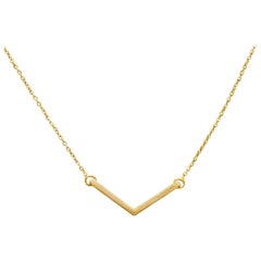 14K Solid Gold Chevron Necklace Minimalist Jewelry