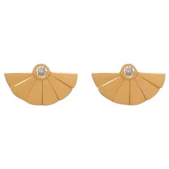 14K Solid Gold D Shape Earring Handmade for Women