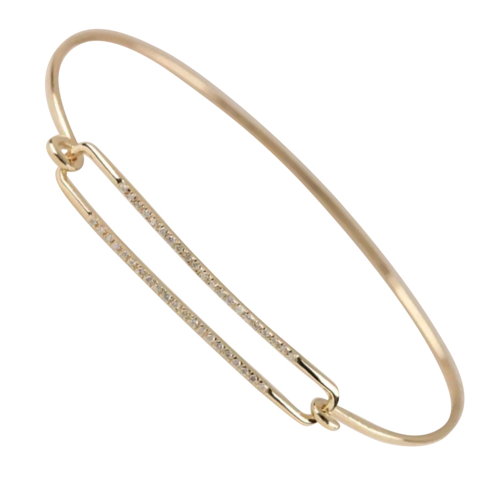 Cuff Diamond Bangle Bracele in 14K Yellow Gold