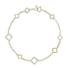 14k Solid Gold Diamond Open Flower Bracelet