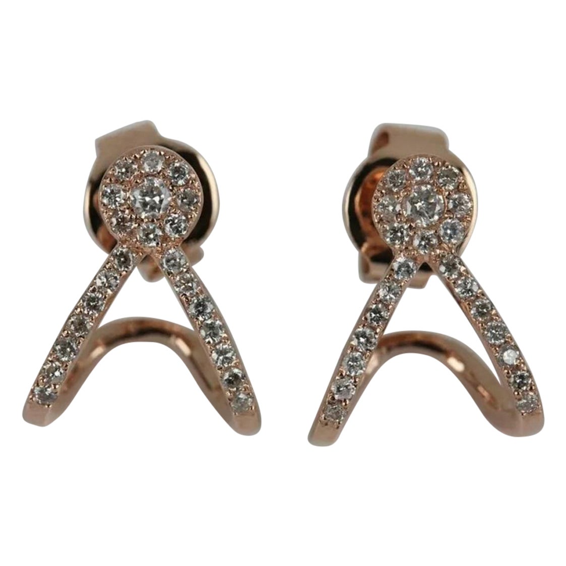 Pave Diamond Trendy Huggie Earring in 14k Gold Stud Minimalist