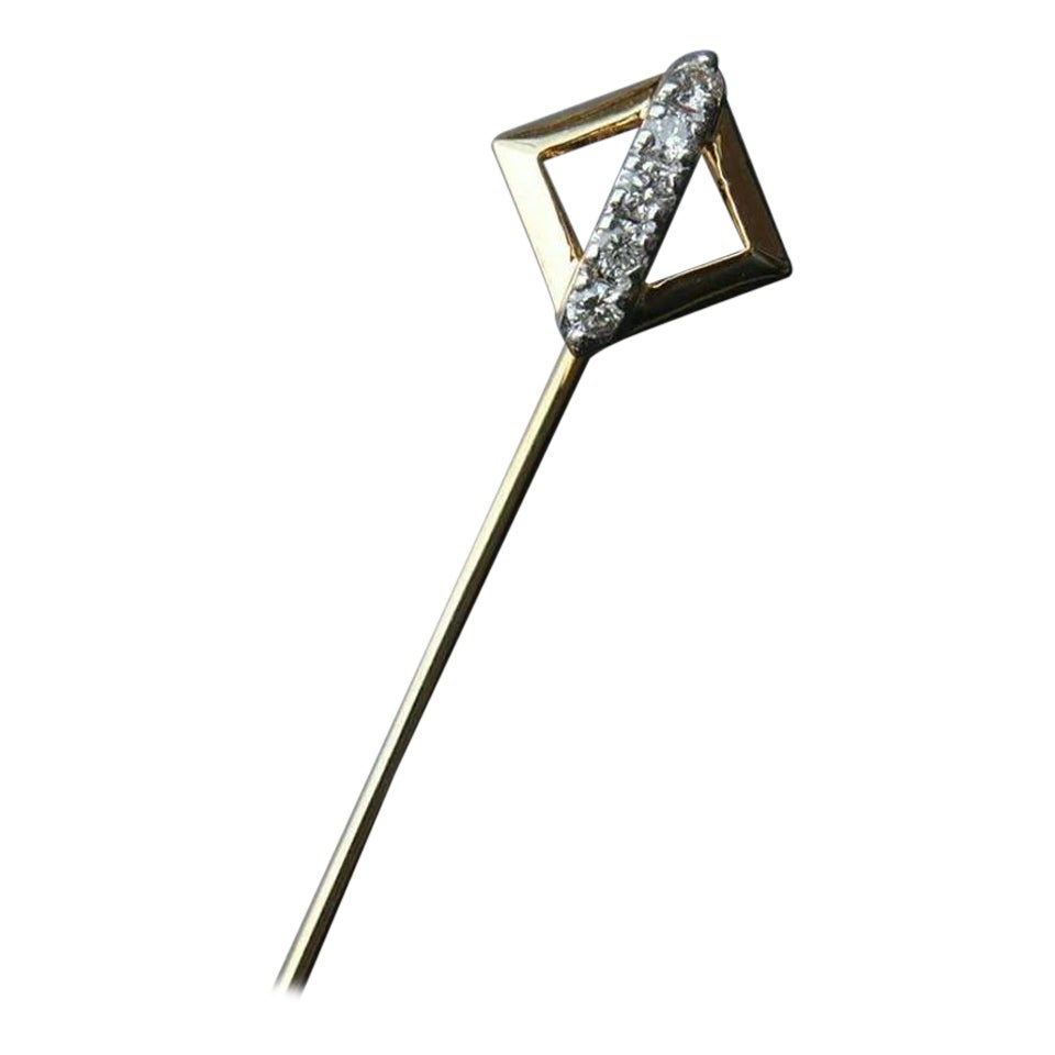 Diamond Lapel Pin in 14k Solid Gold for Men