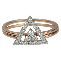 Diamond Triangle Shape Double Stackable Band Ring in 14k Gold
