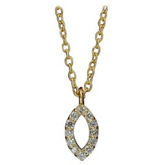 Colgante de Diamantes en Forma de Marquesa con Dainty Layering Necklace en Oro Macizo de 14k