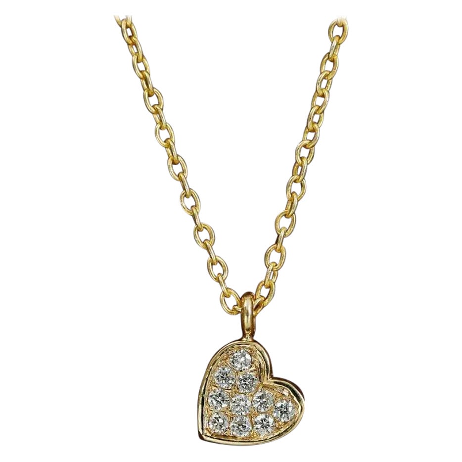 Diamond Cluster Tiny Heart Necklace 14k Solid Gold