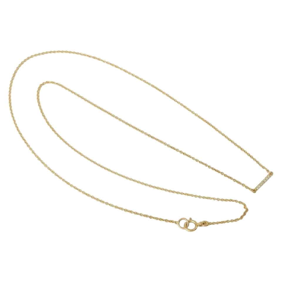 Diamond Bar Charm Necklace 14k Solid Gold Designer Jewelry