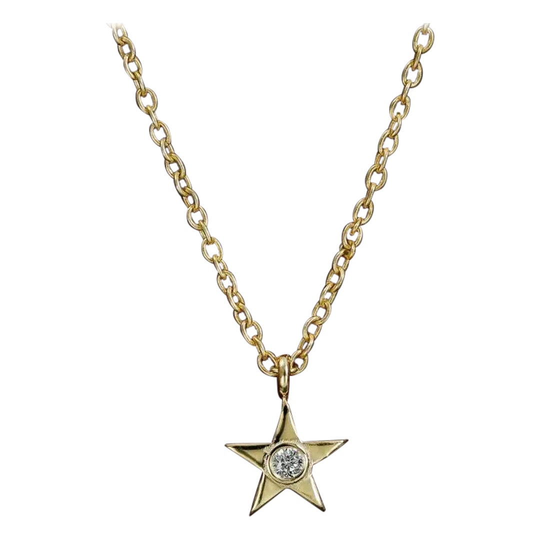 Diamond Star Necklace 14k Solid Gold Dainty
