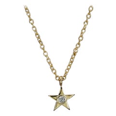 Diamond Star Necklace 14k Solid Gold Dainty