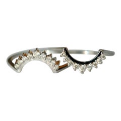 Curved Natural Diamond Halo Ring 14k Gold Enhancer Band
