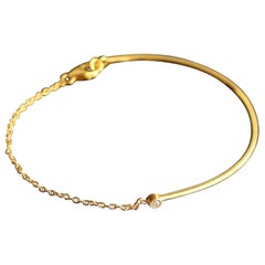 14k Massivgold Kette geschwungenes Drahtarmband Diamant Manschette