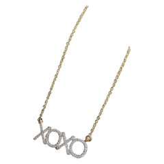 14K Yellow Gold Diamond Moon Necklace Minimal