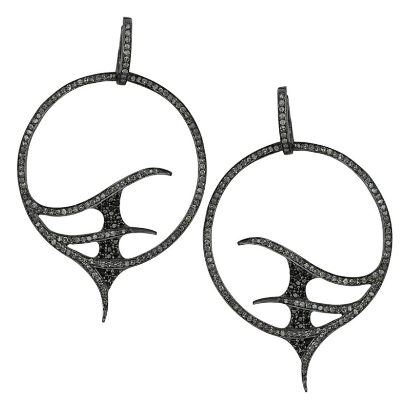 Designer-Diamant-Creolen-Ohrring aus 925 Sterlingsilber