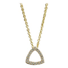Mini collana con diamanti a forma di trilione per la proposta di matrimonio in oro massiccio 14k