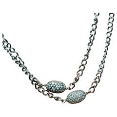 Diamantperlen Kette 925 Silber Doppellagige Halskette