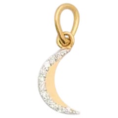 Diamond Crescent Moon Pendant Mini Necklace in 14K Yellow Gold