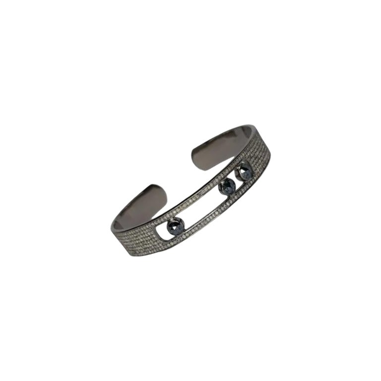Pave Diamond Spinel 925 Silver Bangle Bracelet
