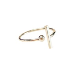 14K White Gold Bar Designer Vertical Open Ring