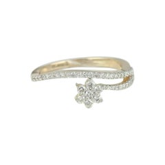 Diamond and 14k Gold Flower Ring Bridal Jewelry