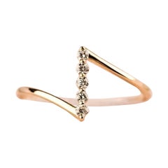 14k Solid Gold Tiny Diamond Skinny Dainty Ring Minimalist