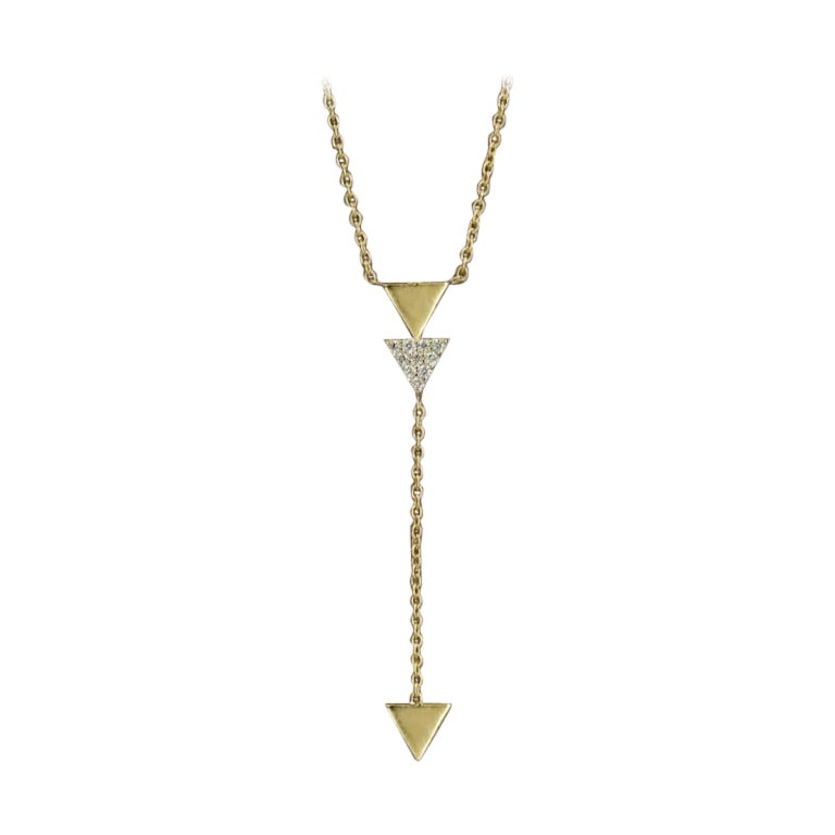 Diamond Trillion Shaped Triangle Layering Necklace 14k Solid Gold