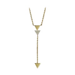 Diamond Trillion Shaped Triangle Layering Necklace 14k Solid Gold