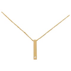 Diamond Vertical Bar Pendant 14K Solid Gold Excellent Finish Necklace