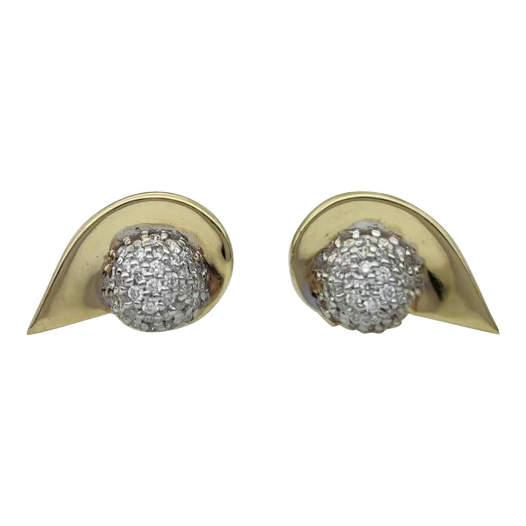Half Heart Diamond Earring in 14k Solid Gold Ear Stud