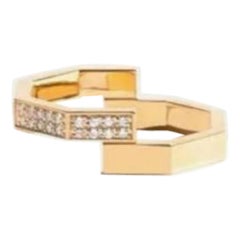 Octagon Diamond Gold Slid 14k Minimalist Geometric Design Bolt Ring