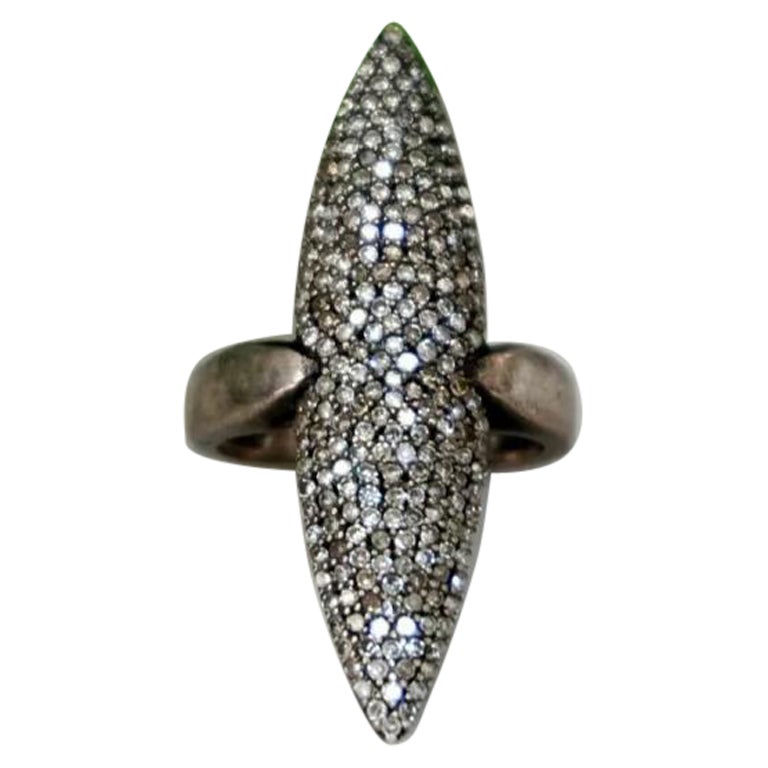 Spike Pave Diamond 925 Silver Ring