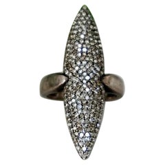 Bague en argent 925 pavé de diamants pointillés