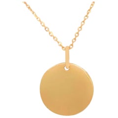 Minimalist Coin Round Pendant Necklace Engraveable in 14K Solid Gold