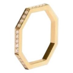 Geometric Design 14k Solid Gold Octagon Diamond Minimalist Ring