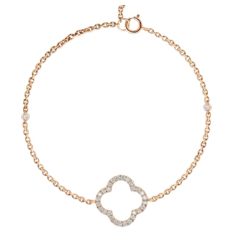 Genuine Diamond Clover Bracelet in 14k Solid Gold
