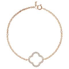 Genuine Diamond Clover Bracelet in 14k Solid Gold