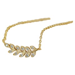 Fern Leaves Diamond Pendant Necklace in 14k Solid Gold
