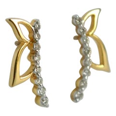 Butterfly Wings Stud 14k Gold Diamond Butterfly Earring Tops