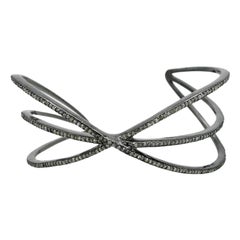 Pave Diamond Cuff 925 Silver Bangle Bracelet