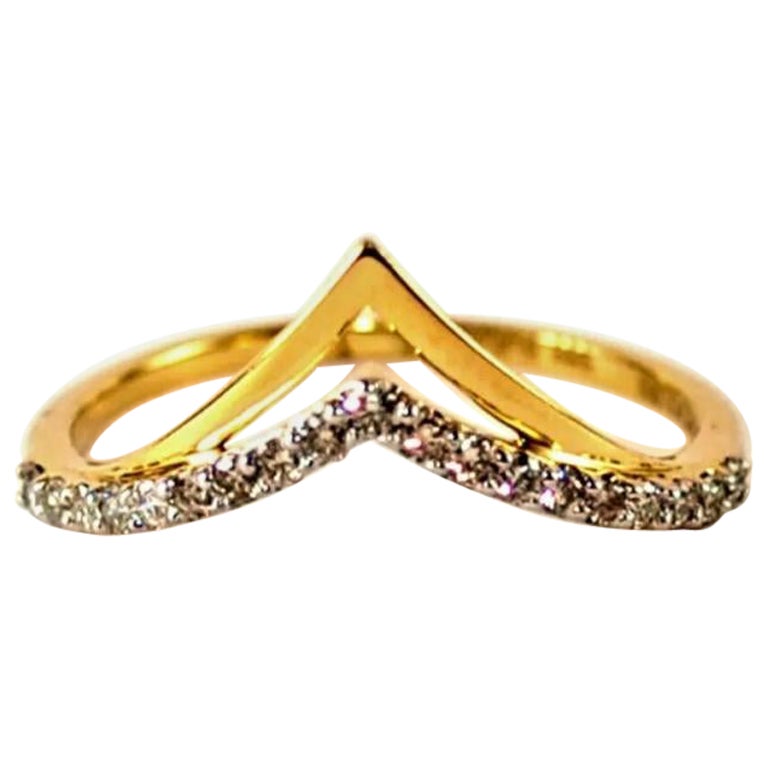 14k Solid Gold Double Chevron Wedding Ring Stackable
