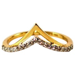 14k Solid Gold Double Chevron Wedding Ring Stackable