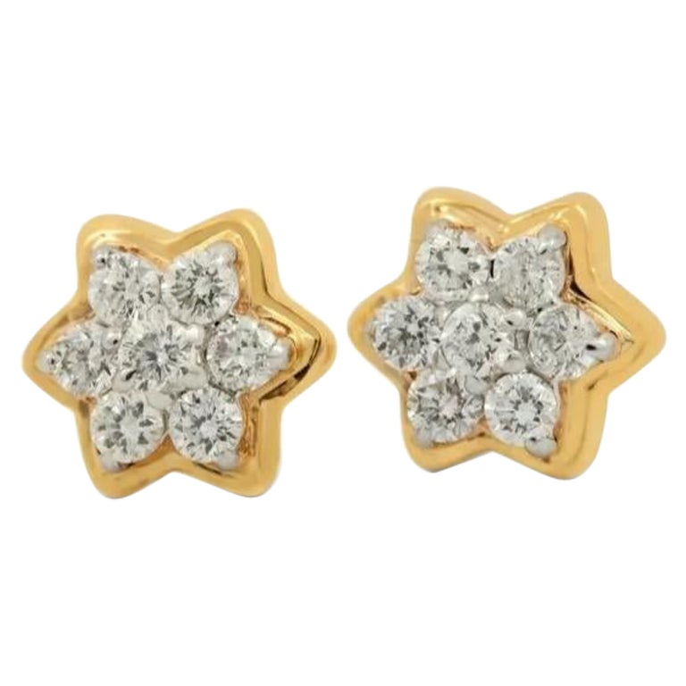 Star Stud Earring 14k Solid Gold Diamond Minimalist Designer Jewelry