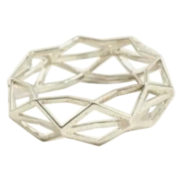 14k White Gold Web Design Modern Ring For Sale