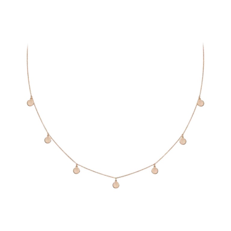 14k Solid Yellow Gold Dangling Gold Disc Necklace
