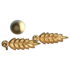 Diamant Farn Ohrring 14k Gold Ohr Sweep Climber Leaf Nature Schmuck