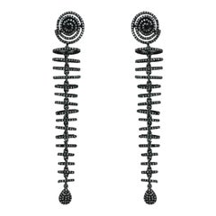 Pave Diamond Long Earring 925 Silver Rondelle Fashion Jewelry
