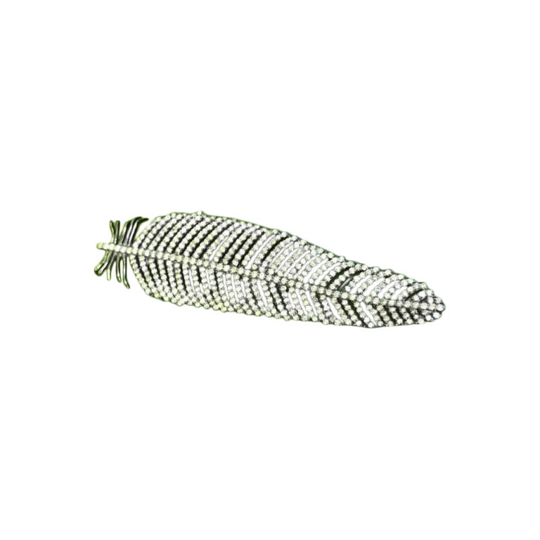 Feather Pendant in Pave Diamond and 925 Silver