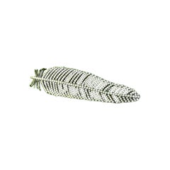Feather Pendant in Pave Diamond and 925 Silver