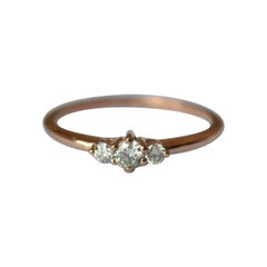Diamond Engagement Ring Three Diamond 14k Solid Gold