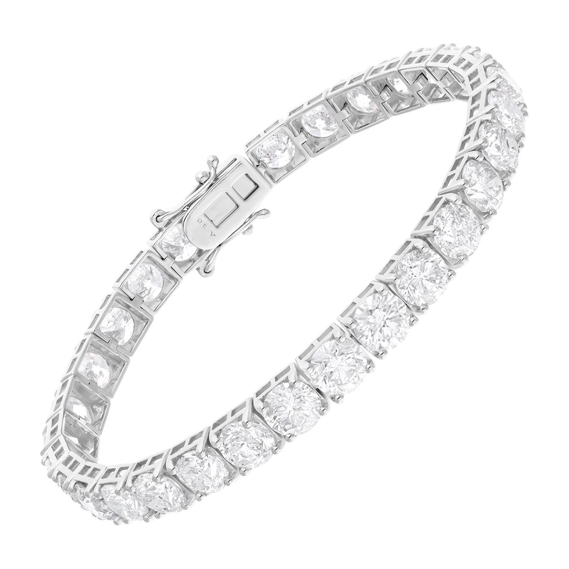 21,9 Ct. Pulsera de tenis de diamantes talla brillante redonda G SI de oro blanco de 10 quilates en venta