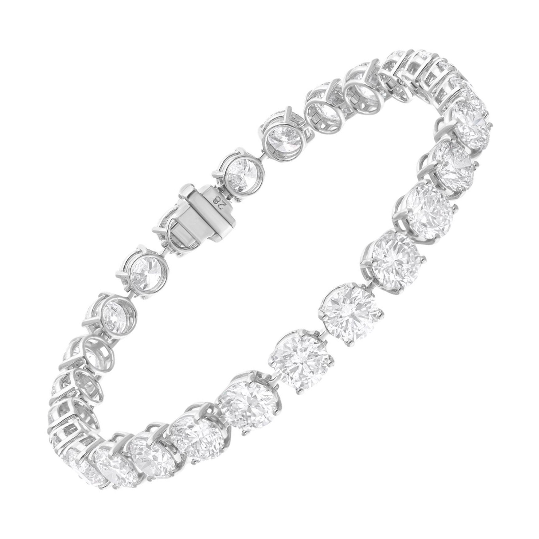 Pulsera de tenis de oro blanco de 10 quilates con diamantes redondos talla brillante SI/H de 18,62 quilates