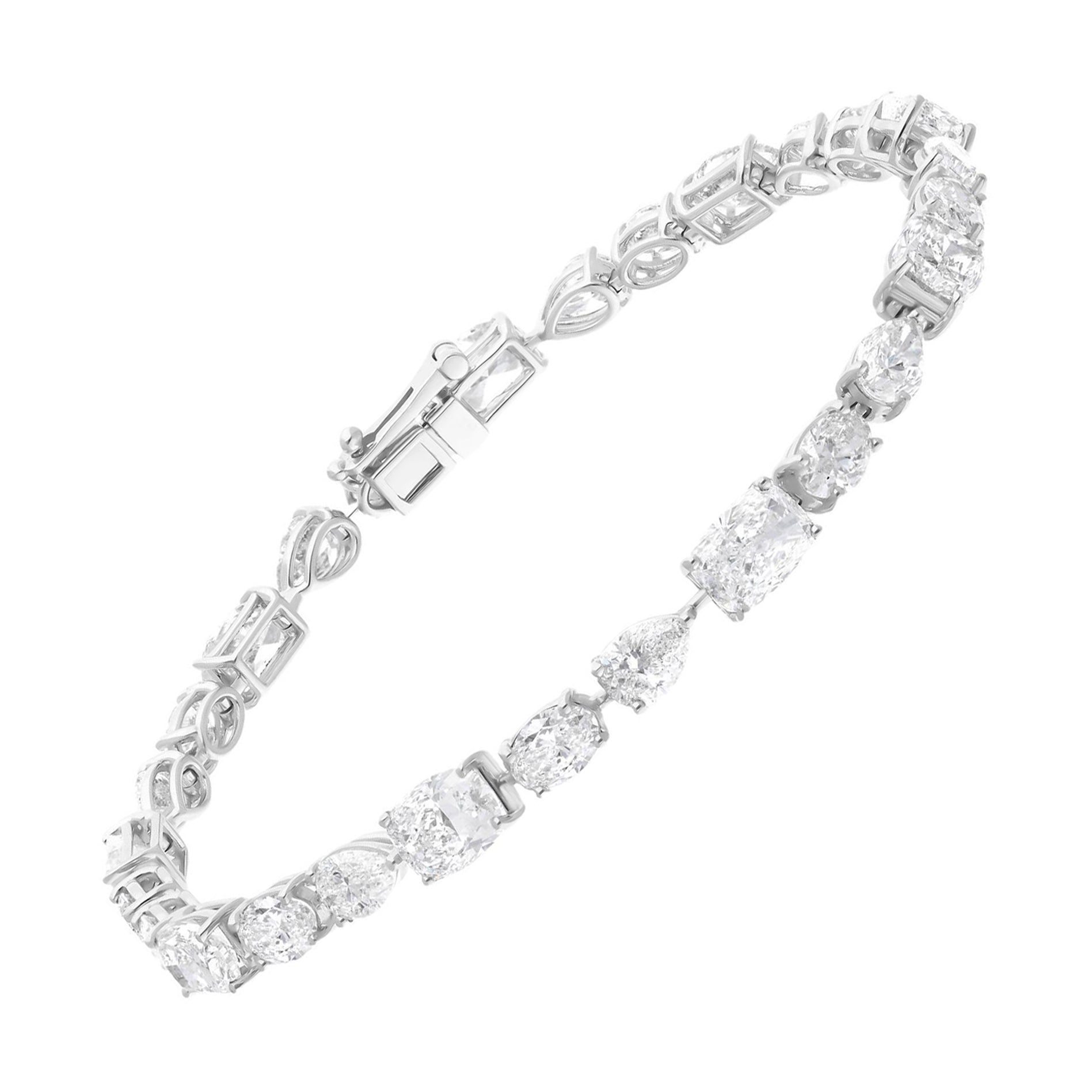 Natural 11.13 Carat Multi Shape Diamond Bracelet 10 Karat White Gold Jewelry For Sale